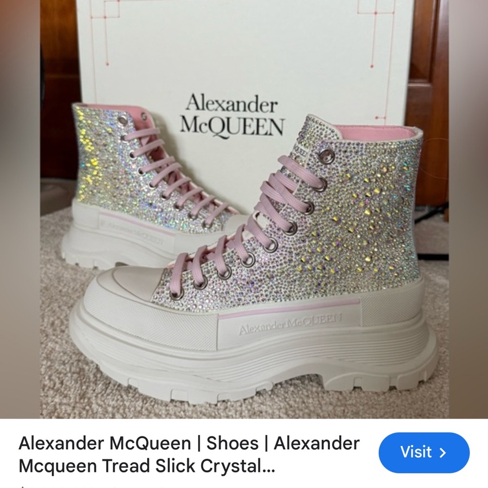 Alexander McQueen Pink Glitter Sneakers - Picture 6 of 6